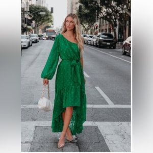 Vici One Shoulder Green Maxi Dress